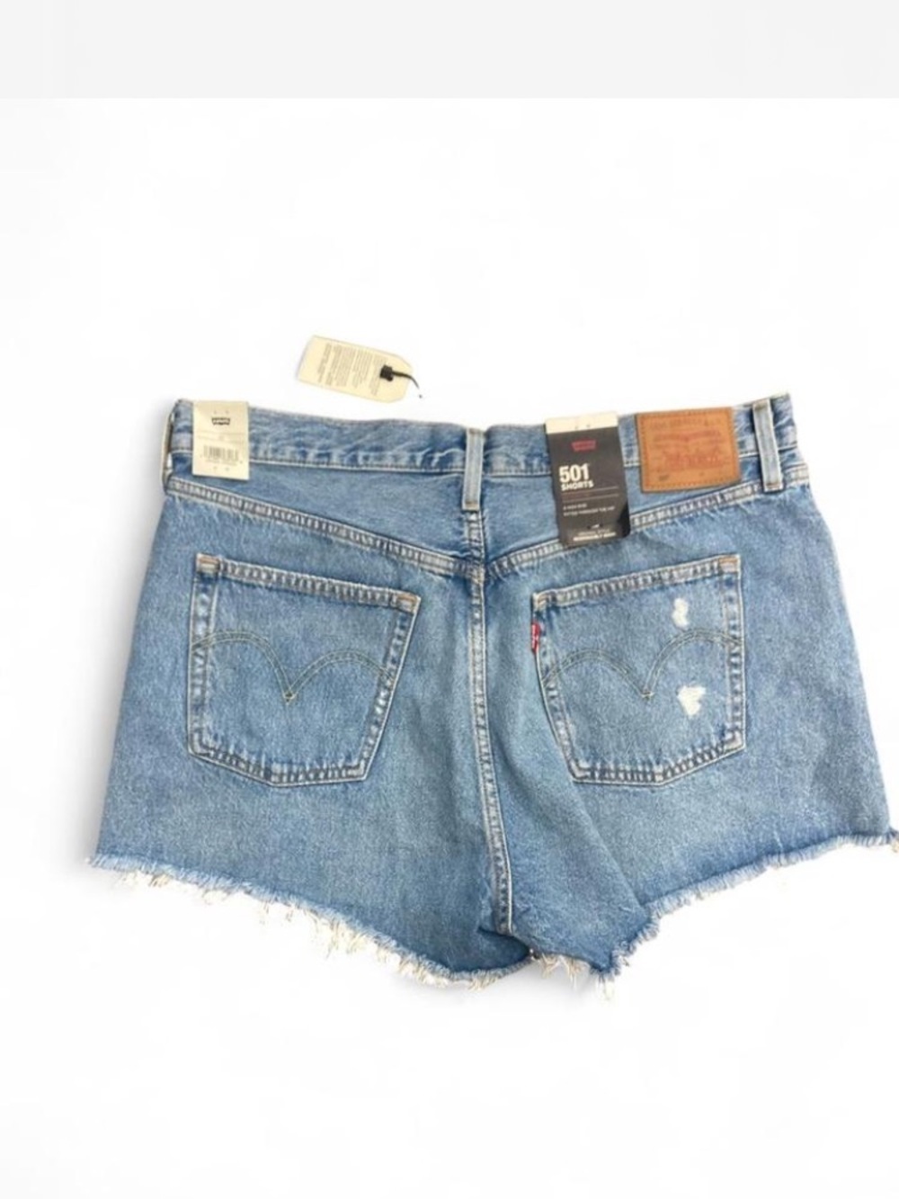 Levi's Light Blue Distressed Denim Cutoff Shorts high rise - Picture 4 of 6